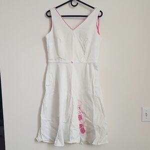 Dressbarn White Dress with Pink Floral Pattern